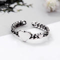Adjustable Open Ring With Double Heart Design, Antique Silver Heart Fashion Finger Ring view 2