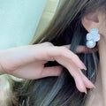 Clover Faux Pearl Stud Earrings For Women, Shiny Light Luxury Chic Fashion Ear Jewelry view 3