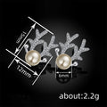 Sweet Christmas Reindeer Antler Stud Earrings With Faux Pearl Zircon Princess Festival Jewelry view 4