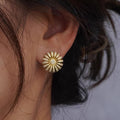 Light Luxury Micro Paved Zircon Sunflower Stud Earrings For Women Elegant Fashion Jewelry view 2