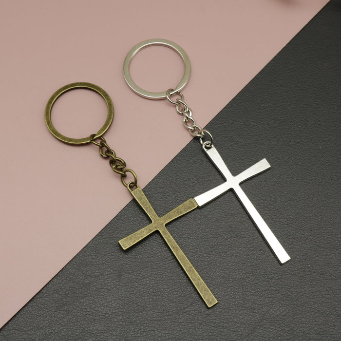 Zinc Alloy Cross Pendant Keychain Key Ring Gift