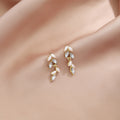 Elegant Wheat Leaf Pearl Tassel Alloy Rhinestone Zircon Luxury Fashion Drop Earrings view 2