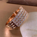 Elegant Zircon Inlaid Ring For Women Sparkling Engagement Jewelry With Geometric Design view 3