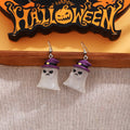 Halloween Cartoon Pumpkin Ghost Witch Hat Acrylic Alloy Hook Drop Earrings view 3