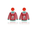 Christmas Sweater Acrylic Stud Earrings, Cartoon Santa Reindeer Snowflake Contrast Color Earrings view 5