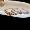French Light Luxury Zircon Copper Plastic Bangle Minimalist Oval Round Fashion Jewelry view 4