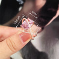Sweet Cool Pink Zircon Ring For Women With Geometric Inlay Sparkling Statement Design view 4