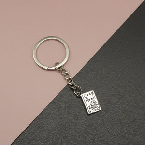 Metal Cookbook Keychain Bag Charm Gift
