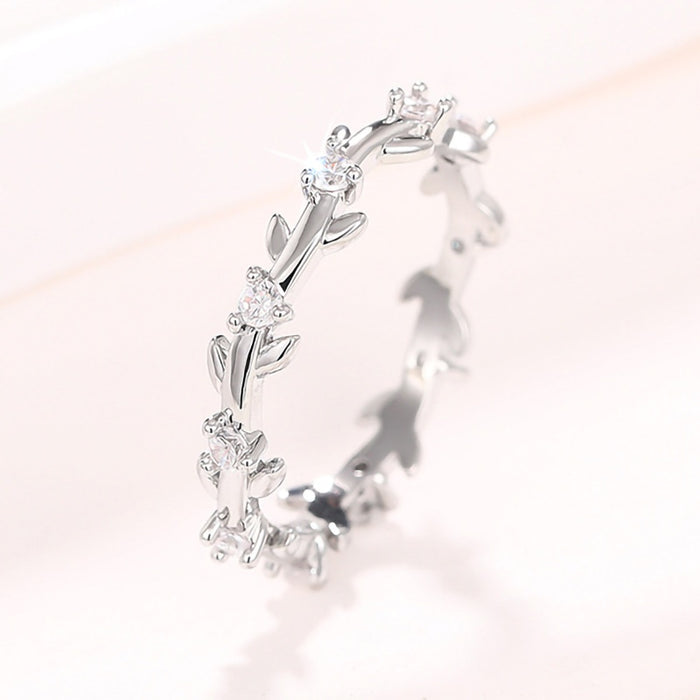 Minimalist Floral Vine Ring For Women, Delicate Sweet Fresh Flower Band Fashion Jewelry