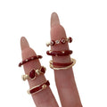 Red Enamel Flower Open Ring For Women view 5