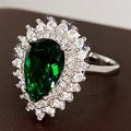 Women's Luxury Water Drop Zircon Ring, Designer Banquet Dress Statement Finger Jewelry view 1