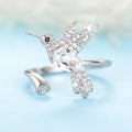 Colorful Hummingbird Open Adjustable Ring For Women Niche Designer Fashion Finger Jewelry view 6
