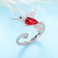 Colorful Hummingbird Open Adjustable Ring For Women Niche Designer Fashion Finger Jewelry view 5