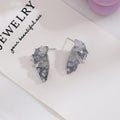 Elegant Gradient Blue Crystal Crushed Stone Leaf Zircon Silver Needle Stud Earrings view 2