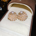 French Palace Style Faux Pearl Flower Cluster Stud Earrings For Women Elegant Geometric Round Jewelry view 4