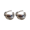 Minimalist Metal Double Layer Cross Round Hoop Earrings Geometric European Style Ear Jewelry view 5