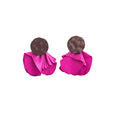 Vintage Purple Chiffon Fabric Flower Studs With Acrylic Round Button Elegant Punk Style Earrings view 5