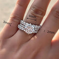 European American Fashion Geometric Ring Set, Bridal Engagement Wedding Proposal Couple Rings view 4