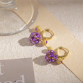 Vintage French Violet Rhinestone Durian Ball Hoop Dangle Luxury Alloy Crystal Women's Fashion Earrings view 4