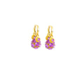 Vintage French Violet Rhinestone Durian Ball Hoop Dangle Luxury Alloy Crystal Women's Fashion Earrings view 5