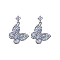 Elegant Copper Zircon Butterfly Earrings Bracelet Necklace Jewelry Set, French Princess Style view 5