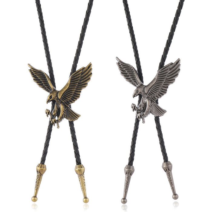 European American Retro Eagle Leather Sweater Chain Casual Pendant Necklace For Men And Women