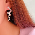 Line Ribbon Design Drop Earrings For Women, Sparkling Banquet Fashion Stud Jewelry view 3
