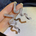 Line Ribbon Design Drop Earrings For Women, Sparkling Banquet Fashion Stud Jewelry view 5