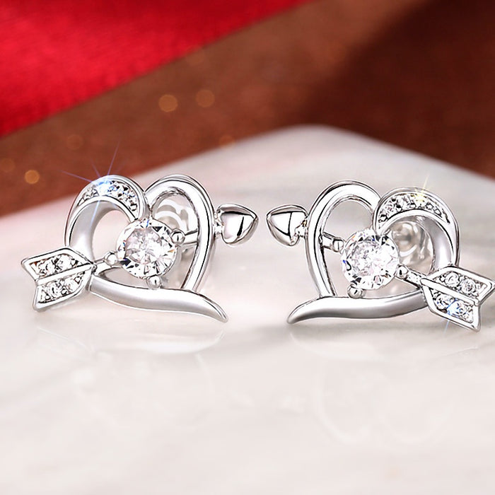 Cupid Heart Design Stud Earrings For Women, Trendy Korean Fashion Statement Ear Jewelry