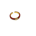 Elegant French Copper Open Ring With Enamel Rectangle Zircon Geometric Design For Women view 5