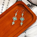 Elegant Vintage Chinese Style Green Enamel Cloud Ruyi Bead Tassel Zircon Alloy Hook Drop Earrings view 4