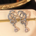 European American Geometric Line Drop Earrings For Women Zircon Shiny Teardrop Banquet Jewelry view 3