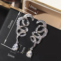 European American Geometric Line Drop Earrings For Women Zircon Shiny Teardrop Banquet Jewelry view 4