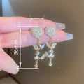 Rose Flower Drop Earrings For Women, Fashion Zircon Inlaid Sparkling Elegant Jewelry view 4