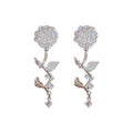 Rose Flower Drop Earrings For Women, Fashion Zircon Inlaid Sparkling Elegant Jewelry view 5