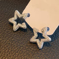 Open Star Design Stud Earrings For Women With Sparkling Inlaid Zircon Daily Ear Jewelry view 2