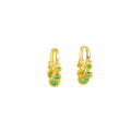 Elegant Vintage Gold Plated Alloy Durian Ball Green Rhinestone Charm Huggie Hoop Earrings view 5