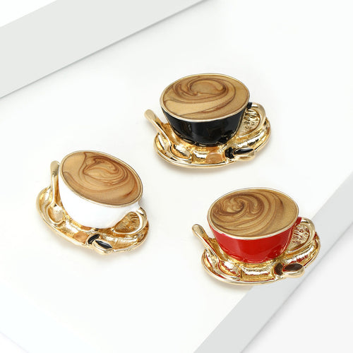 Enamel Alloy Coffee Cup Brooch For Women's Creative Apparel Accessories