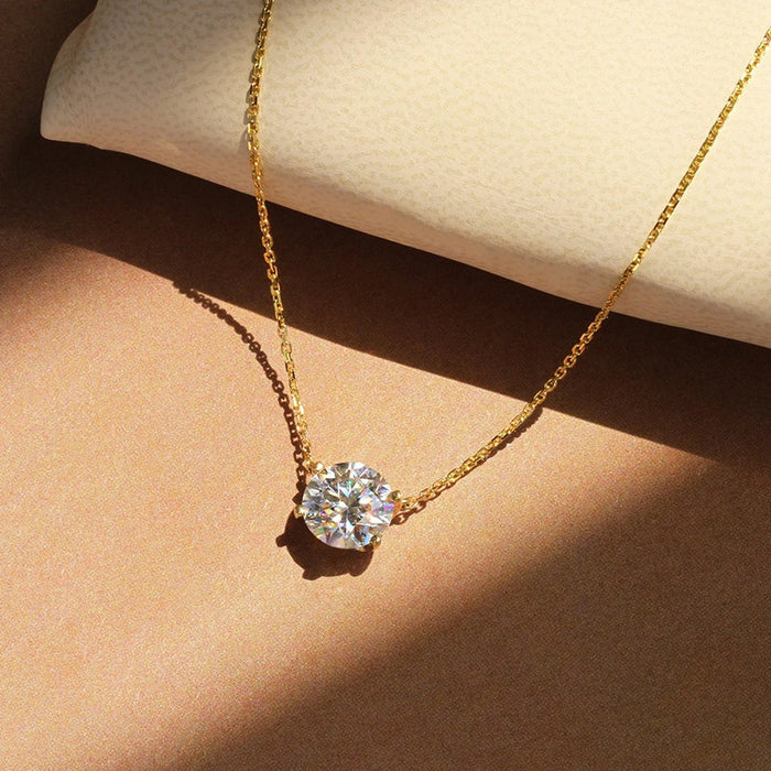 Minimalist Geometric Four Prong Single Zircon Pendant Necklace For Women's Daily OL Wear