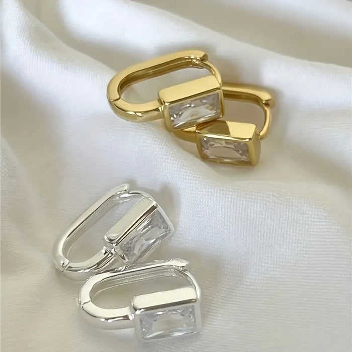 Geometric Square Minimalist Ear Cuffs For Women, French Elegant Daily Wear Earrings