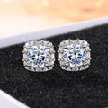 Shiny Geometric Stud Earrings For Women With Inlaid Zircon, Light Luxury Banquet Engagement Jewelry view 3