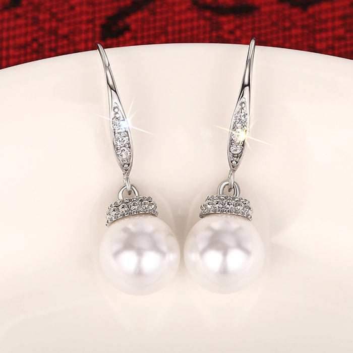 Delicate Faux Pearl Drop Earrings For Women, Luxury Style European American Fashion Jewelry