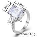 Minimalist Square Zircon Ring For Women, Fashion Engagement Wedding Single Finger Jewelry view 4