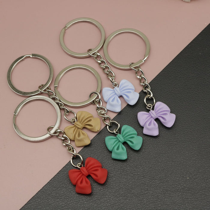 Metal Candy Color Heart Bow Flower Letter Keychain Gift