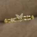 Korean Double Layer Butterfly Ring For Women, Zircon Inlaid Sweet Fashion Finger Jewelry view 1