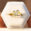 Two Tone Heart Ring With Gold Edge, Sweet Heart Shape Single Finger Jewelry For Women view 3