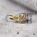 Two Tone Heart Ring With Gold Edge, Sweet Heart Shape Single Finger Jewelry For Women view 4