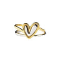Two Tone Heart Ring With Gold Edge, Sweet Heart Shape Single Finger Jewelry For Women view 5