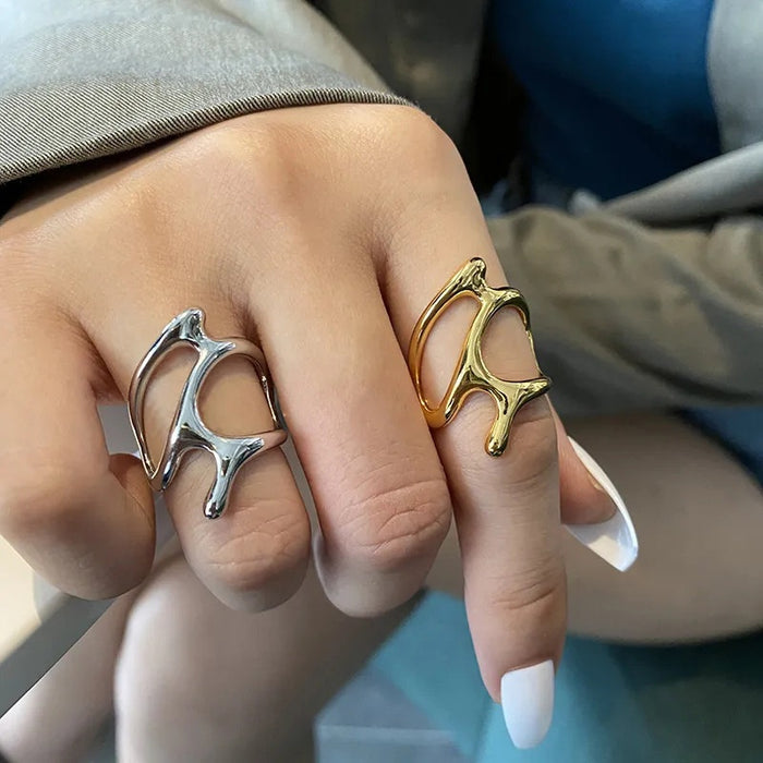 Futuristic Unisex Single Ring, Trendy Tech Style Niche Fashion Finger Jewelry