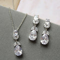 European Light Luxury Long Jewelry Set With Marquise Teardrop Floral Necklace And Earrings view 2